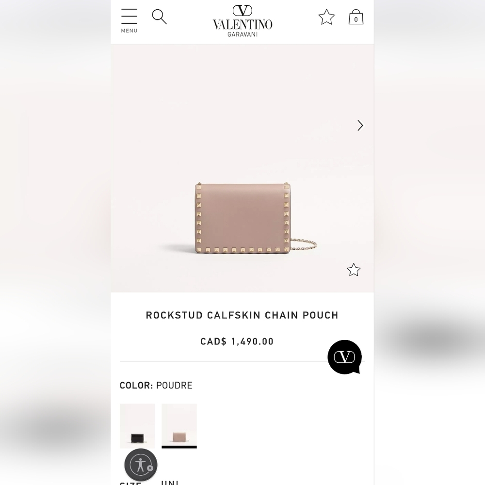 New- Valentino Garavani Rockstud Calfskin Chain Bag In Poudre - Picture 16 of 16